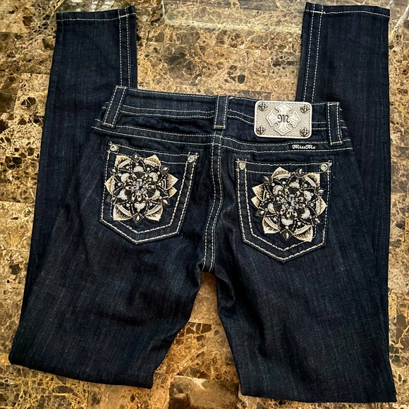 💫Miss Me Women’s Signature Rise Skinny Jeans Bedazzled Pockets Size 28💫 Buckle - Picture 1 of 5
